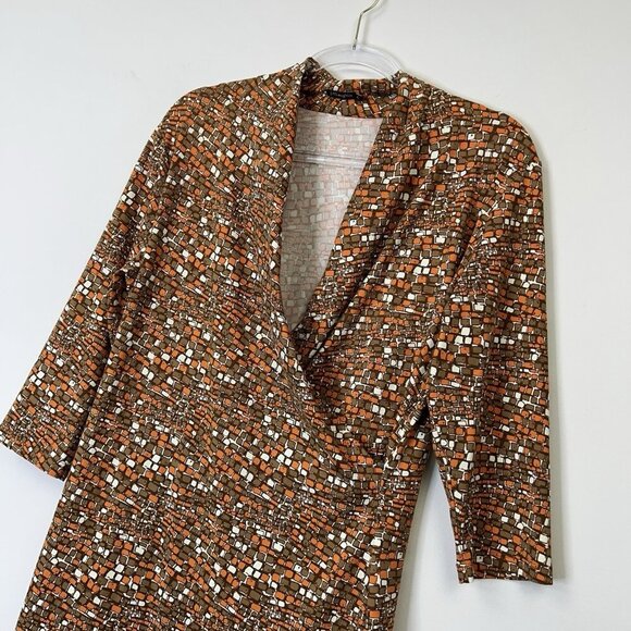 J McLaughlin Catalina Cloth Wrap Dress Womens Size XL Orange Print - Picture 3 of 9